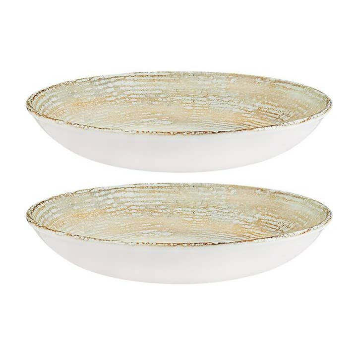 Patera diam. 11" h:2,5" 57 oz. Ciotola Rotonda Decorata in Porcellana (Set di 2) per la vendita all'ingrosso da parte di TURGLA HOME