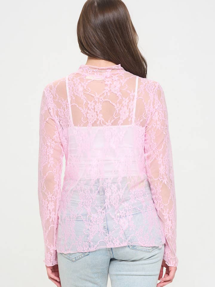 JADE BY JANE - Wholesale Blouse - Women's - Floral Print Lace Long Sleeve Top KRT173919