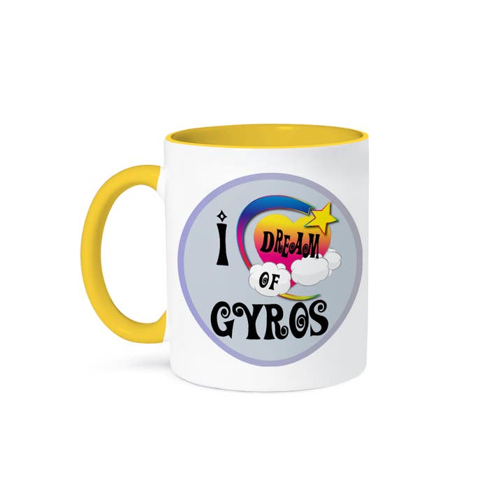 3dRose - Wholesale Coffee mug - 3dRose, Cute Girly Heart Star Clouds I Dream Of Gyros, Mug