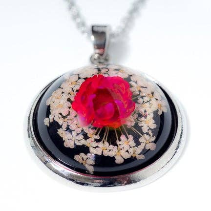 Orb Necklace Pink for wholesale by Hanami Real Flower Jewelry