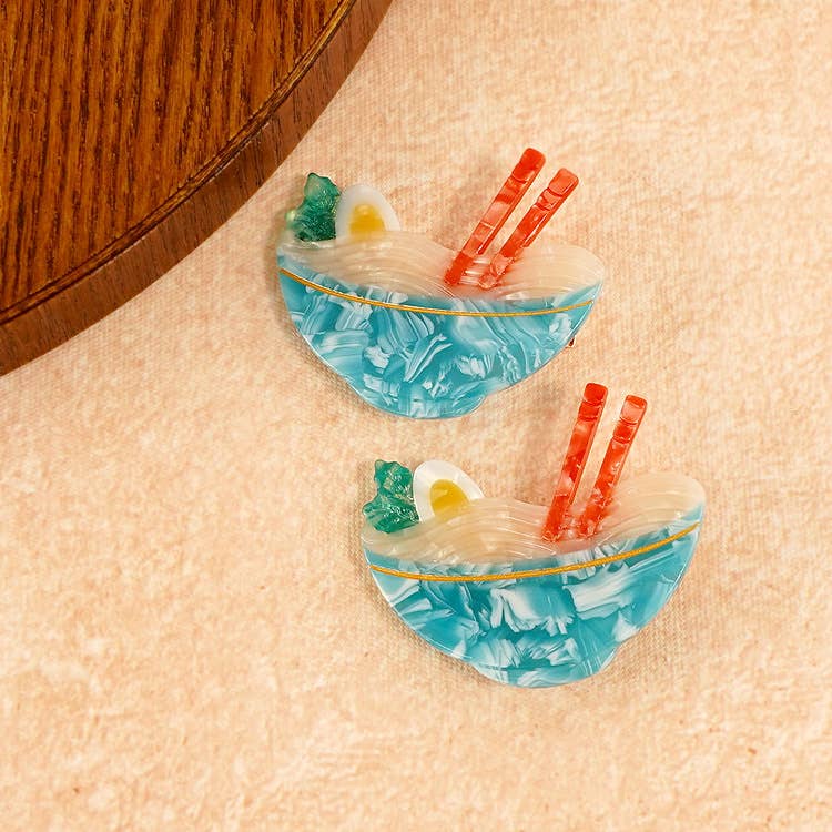 Blå Ramen Bowl Hårklor, Mat - Inspirerad Ramen Sidoklämma för wholesale på Faire1