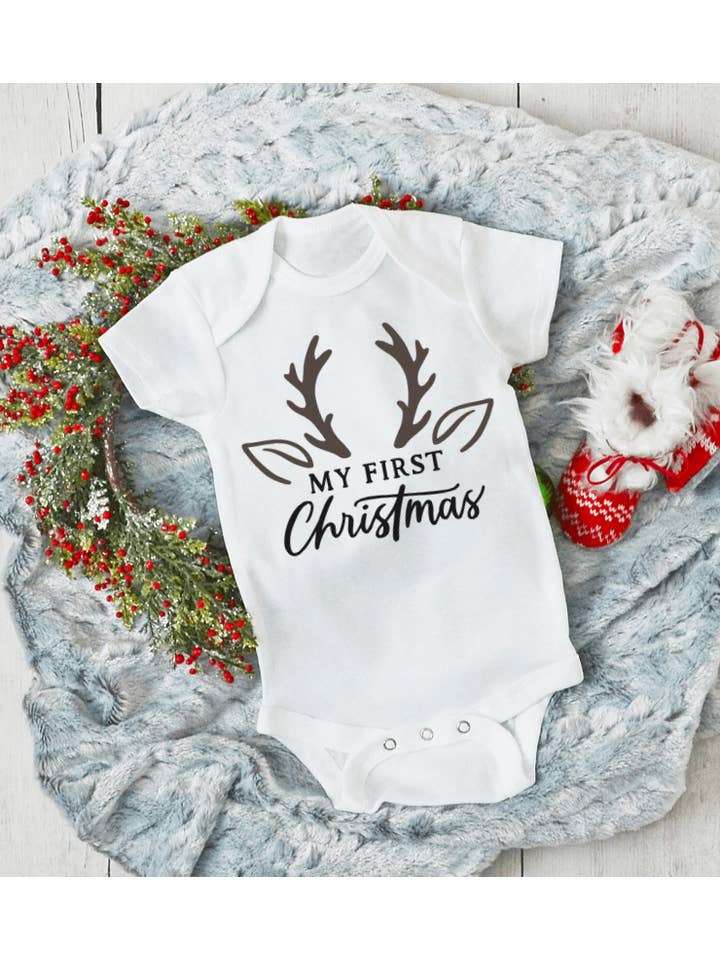 Bump Bump Baby Co - Wholesale Bodysuit (Non-Footed) - Baby - Baby’s First Christmas Onesie  Deer Design