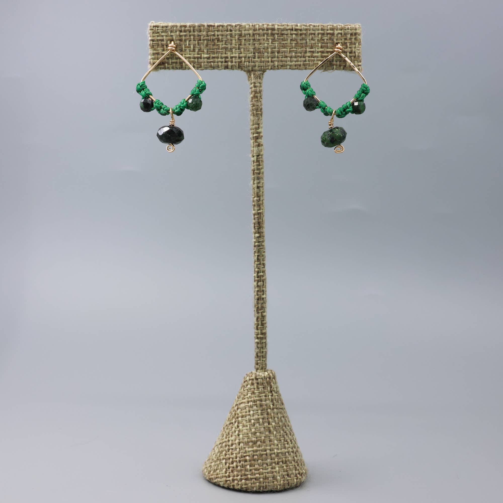 The Stitch Alliance - Wholesale Dangle Earrings - Ruby in Zoisite Drop Earrings, Gold Fill, Handmade, Macrame5