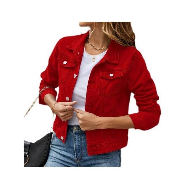 Slim Denim Jacket With Lapel for wholesale by kycozy