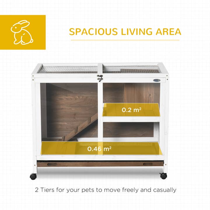 39F Inc. - Wholesale Pet Carrier - Cat/Dog - PawHut Indoor Rabbit Hutch - Brown Wood, with Wheels7