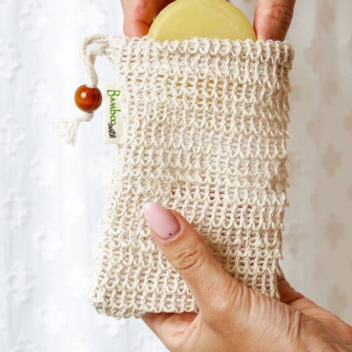 Compostable Sisal Soap Saver Bag | Soap Gift Bestseller for wholesale by Bamboo Switch