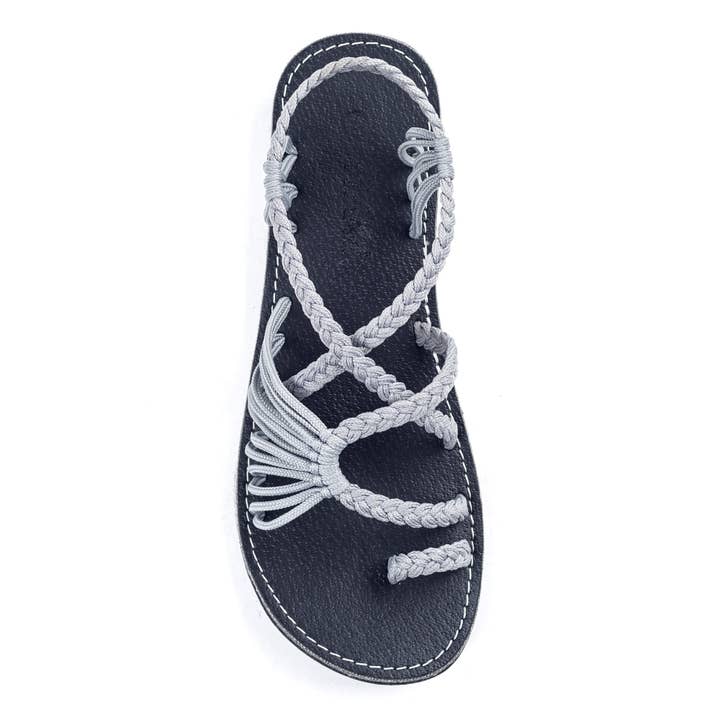 Palm Leaf Flat Summer Sandals - Urban Gray for wholesale by Plaka