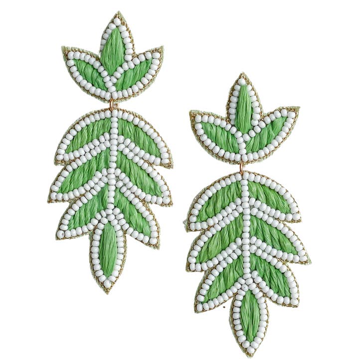 Lilly Raffia Earrings | Green for wholesale by Gaby & Grace