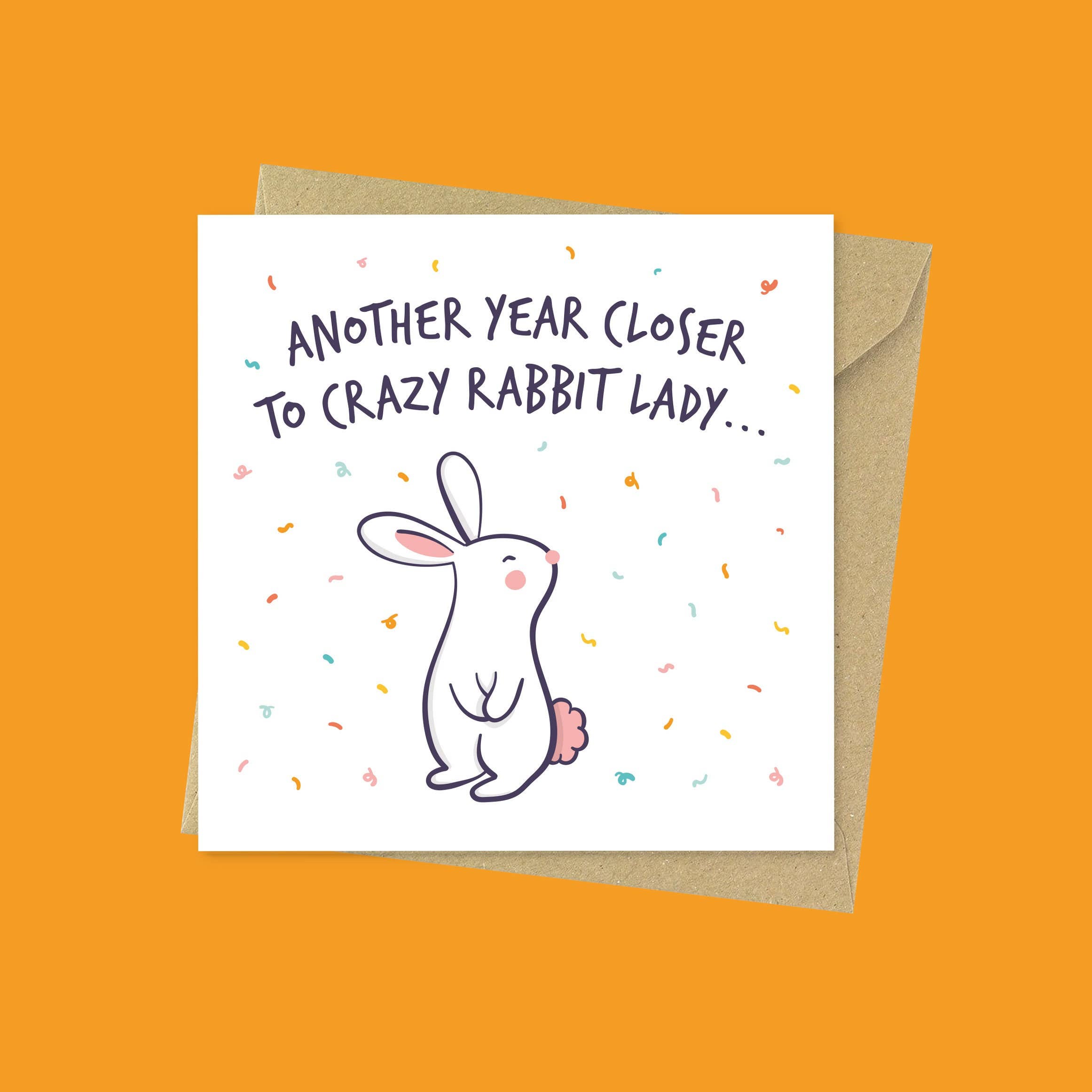 Goofy Guineas - Vente Cartes d'anniversaire - Crazy Rabbit Lady, carte d'anniversaire amusante en forme de lapin