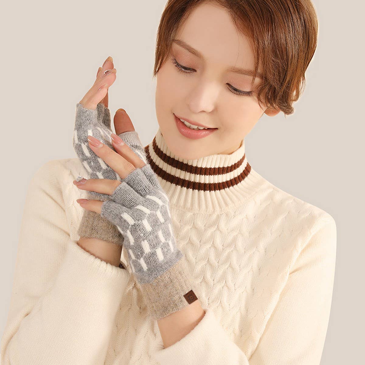 ACCITY - Wholesale Gloves - Unisex - WINTER WARM KNITTED FIVE-FINGER HALF-FINGER GLOVES_CWAG03806