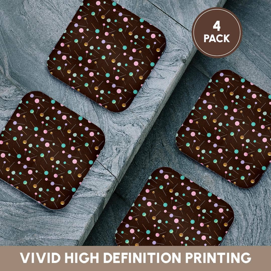 3dRose - Wholesale Coasters - 3dRose, Cute Pink and Mint Green Candy Sucker Pattern, Coaster12