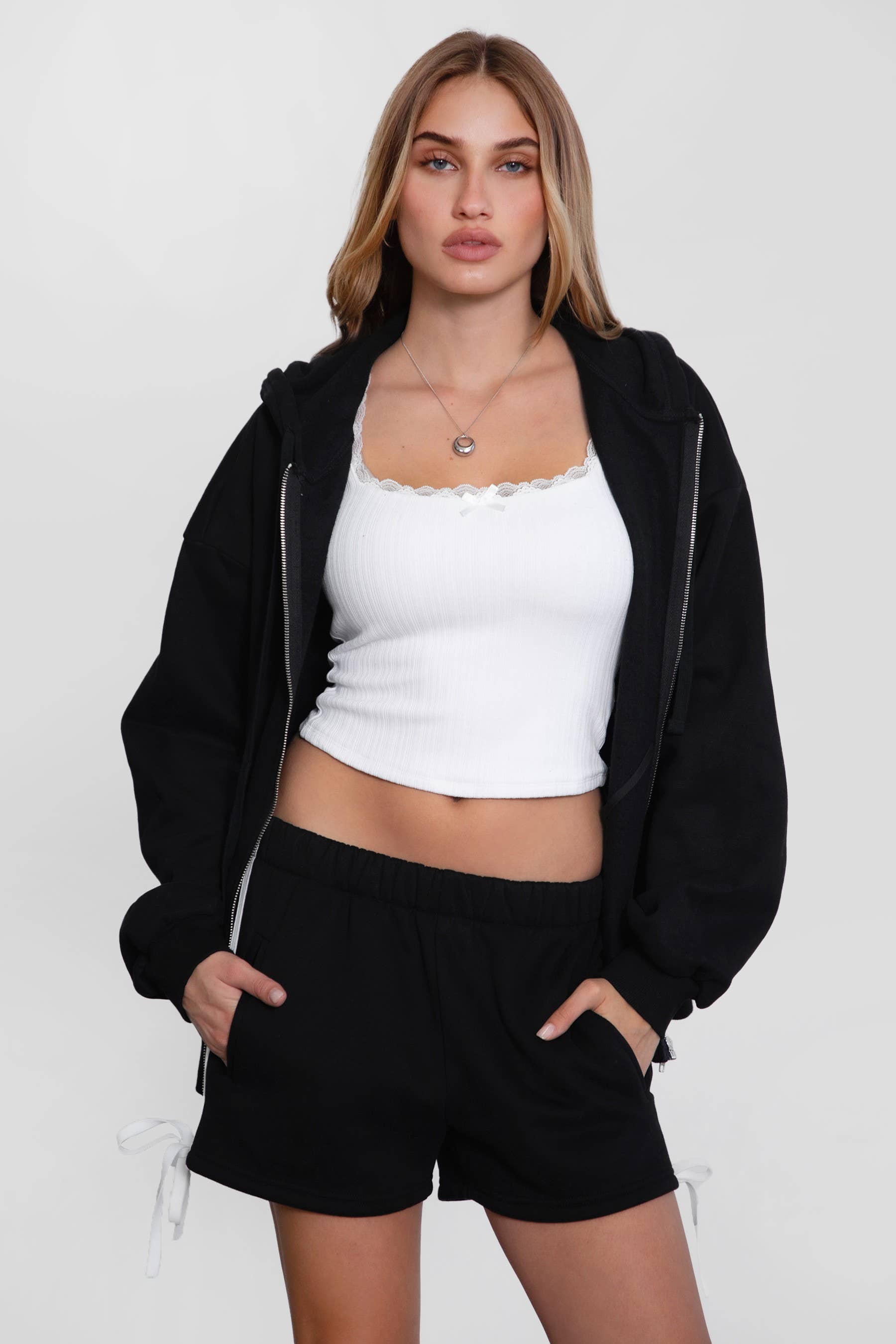 TICTOC - Wholesale Shorts - Women's - SUNNI Casual Mid Rise Plush Fleece Shorts7