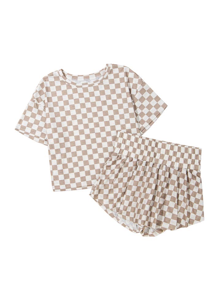 Aapparella - Wholesale Top & Skirt Set - Women's - Checkerboard Top & High Waist Skorts 2 Piece Set | S-XL4