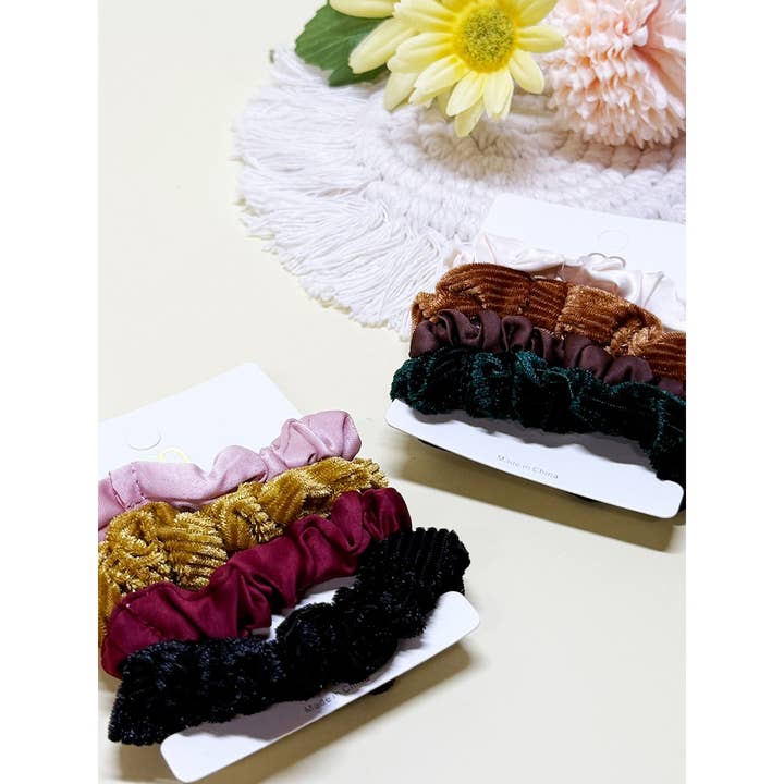 ASSORTED COLOR Velvet and Fall Shades Scrunchie Set for wholesale on Faire5