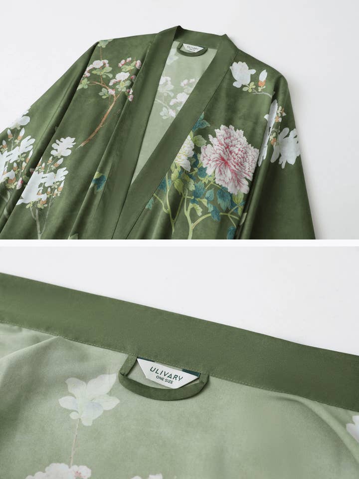 Floral Olive Kimono Robe for wholesale on Faire20