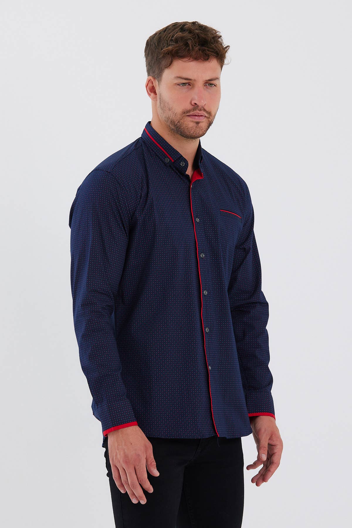 vinröd 21720 - CLUB JU herrskjorta med smal passform och lång ärm för wholesale på Faire1
