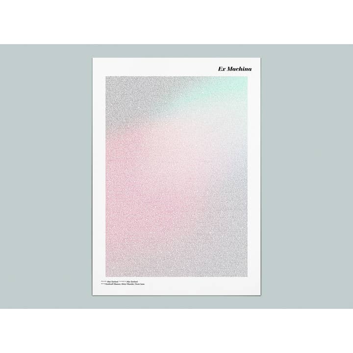 Cartaz do filme tipográfico Ex Machina, Arte de Parede de meados do século por atacado de Fade Out Prints