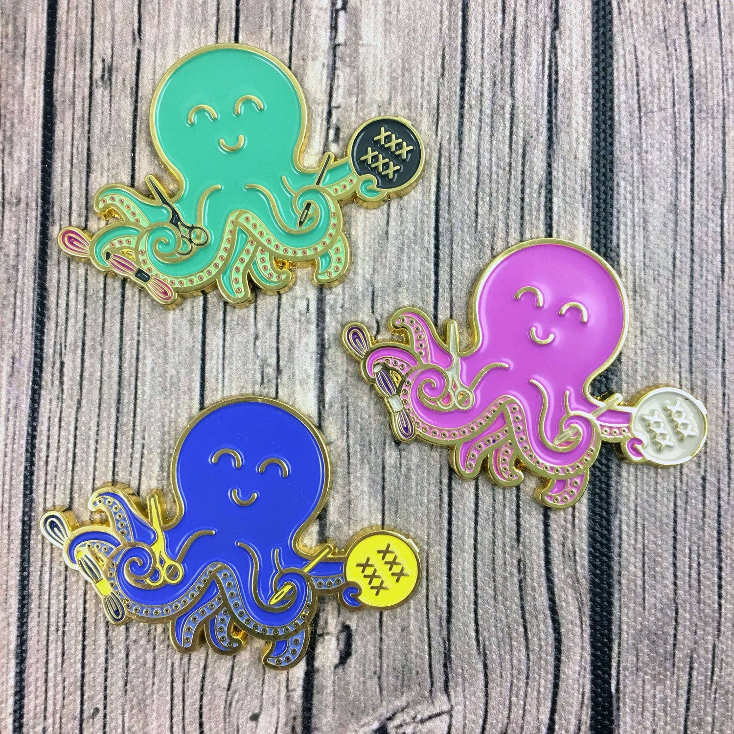 Snarky Crafter Designs - Wholesale Embroidery/Cross Stitch Supplies - Stitching Octopus Magnetic Enamel Needle Minder8
