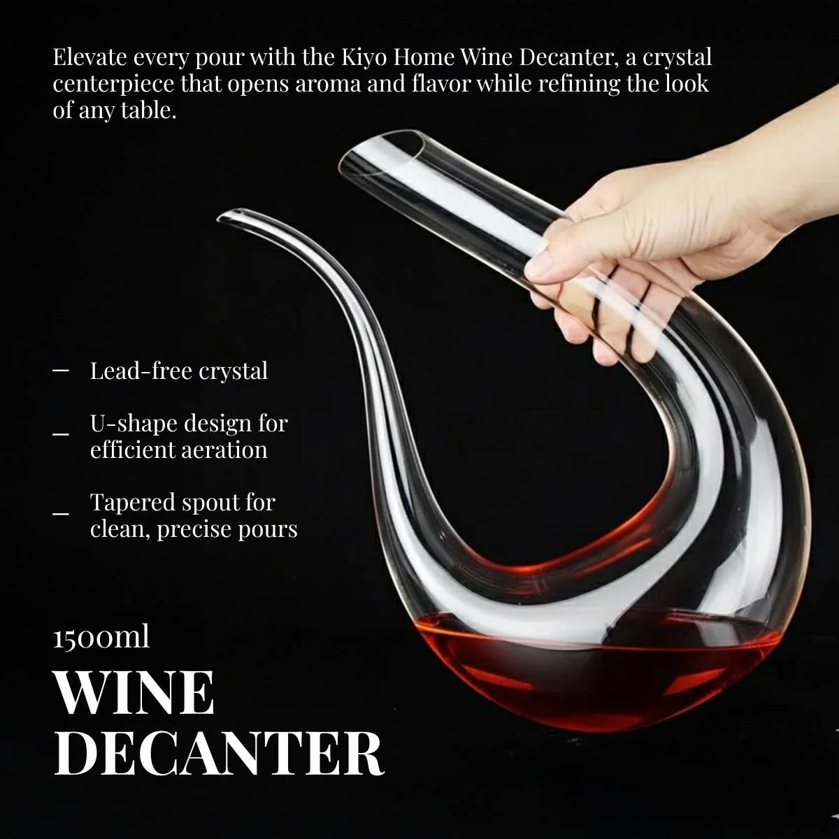 Kiyo Home – wholesale Decanter – 1500ml Wine Decanter | Wine Decanter | Lead-Free Crystal1