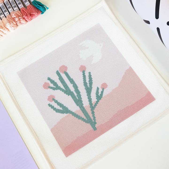 Unwind Studio - Wholesale Doe-het-zelf-knutselset - Beginnerspakket Naaldwerk Woestijn Cactus Scene1