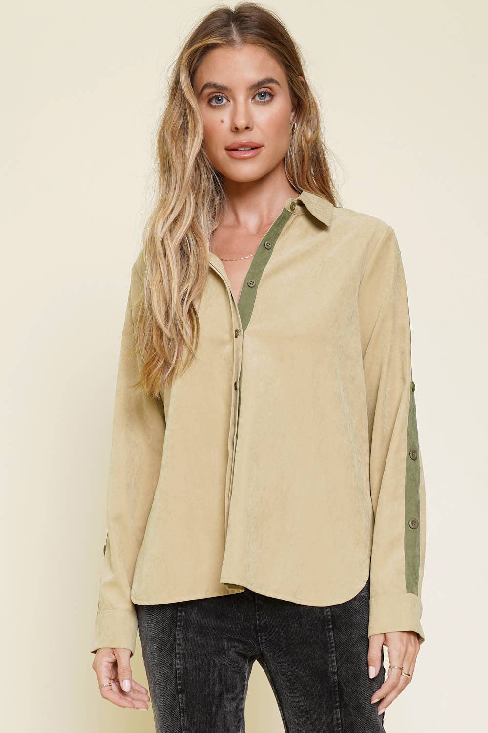 Mystree – Großhandel Hemd mit Button-down-Kragen – Damen – 20731 Kontrast-Shirt1