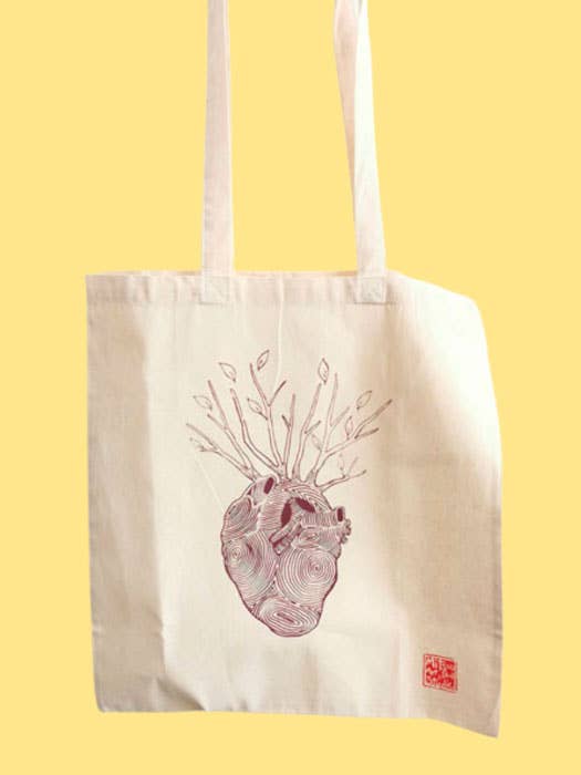 Herz-Totebag aus Baumwolle von Mitsou für den Großhandel von Mitsou