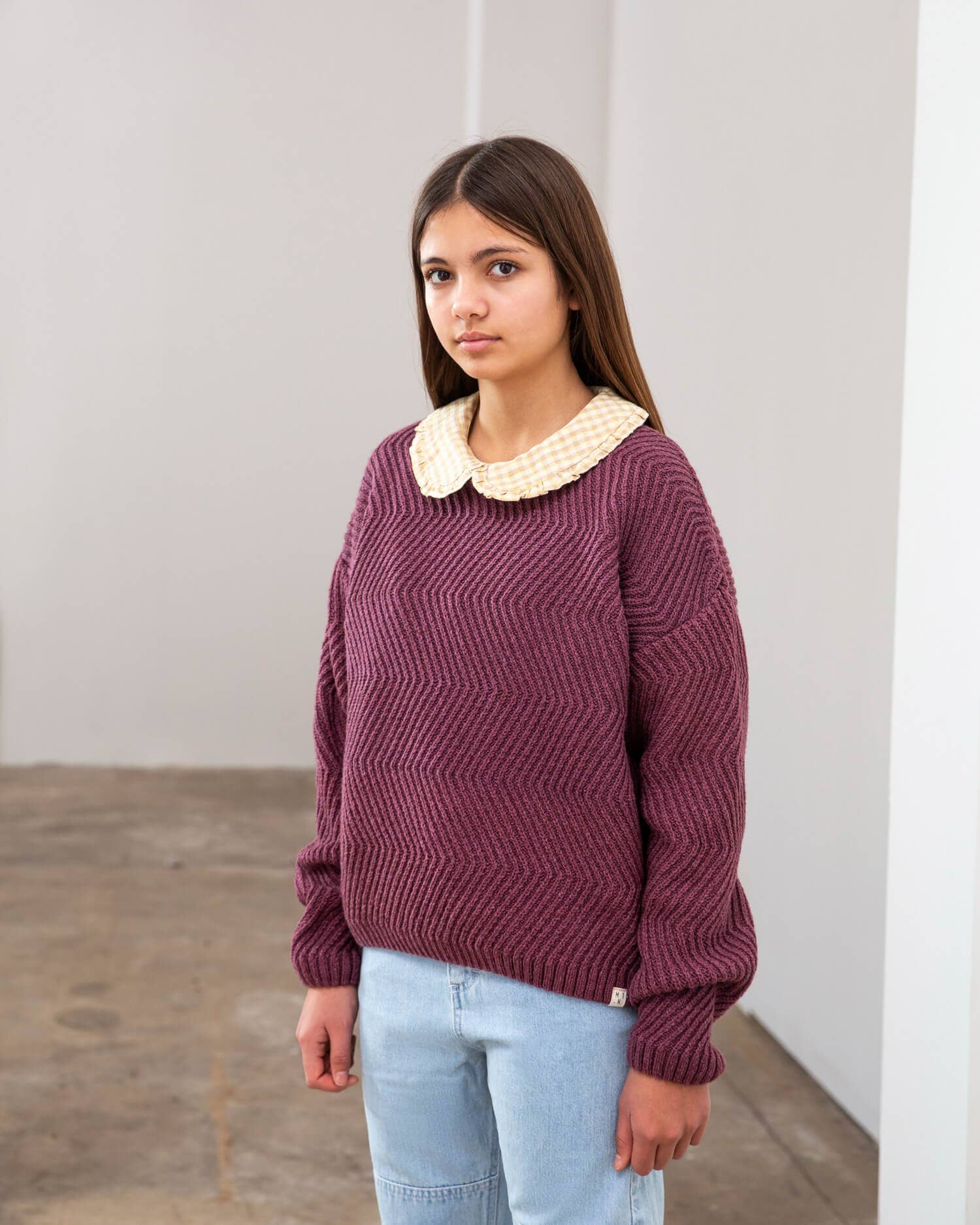 Matona - Wholesale Knit Sweater - Kids - Round Neck Sweater berry5