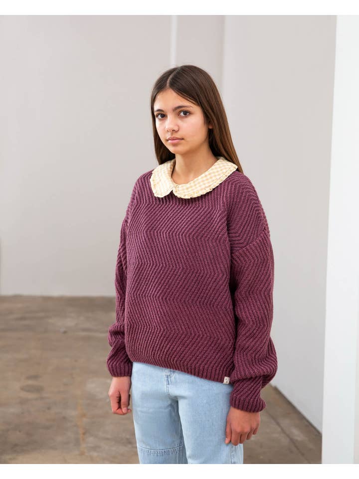 Matona - Wholesale Knit Sweater - Kids - Round Neck Sweater berry5