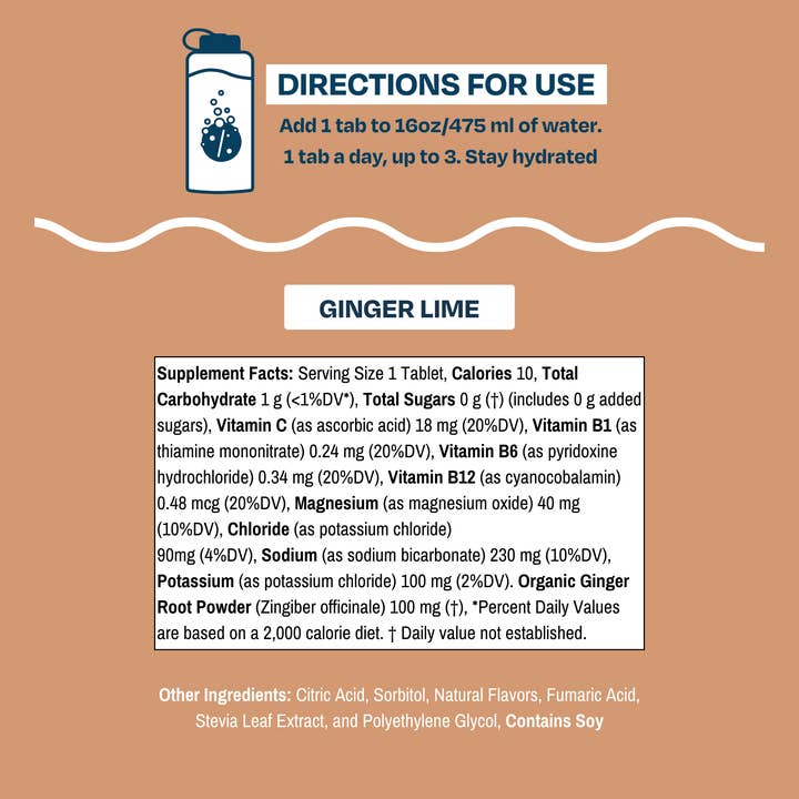 Drinklits Hydration - Wholesale Powdered Health Drink - Hydration Tablets: Natural GINGER-LIME Electrolytes +Display6