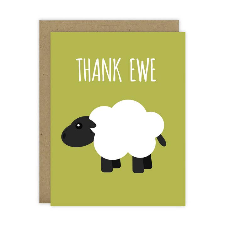 Tarjeta de Nota en Blanco "Thank Ewe" para venta al por mayor de Mr. Sogs