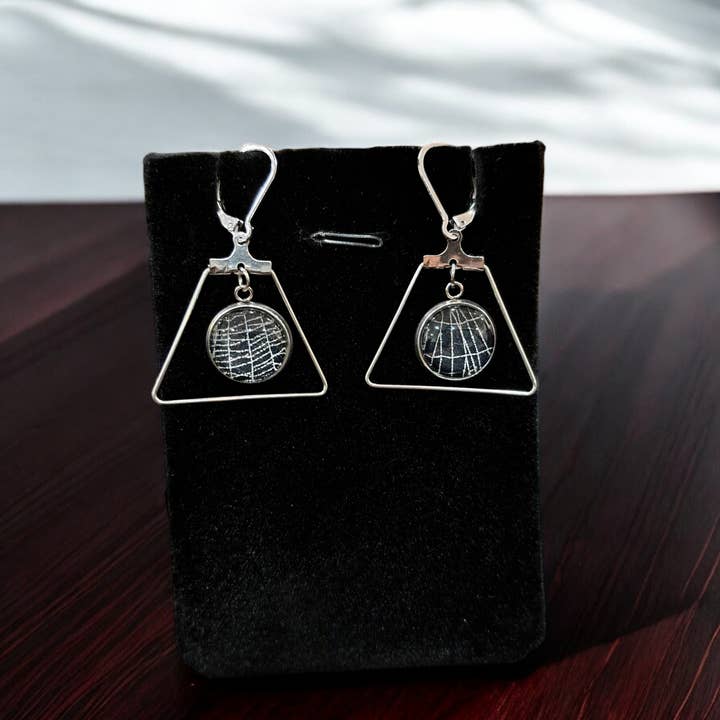 Hell Kitten RVA - Wholesale Dangle Earrings - Real Spiderweb Artsy Abstract Dangles