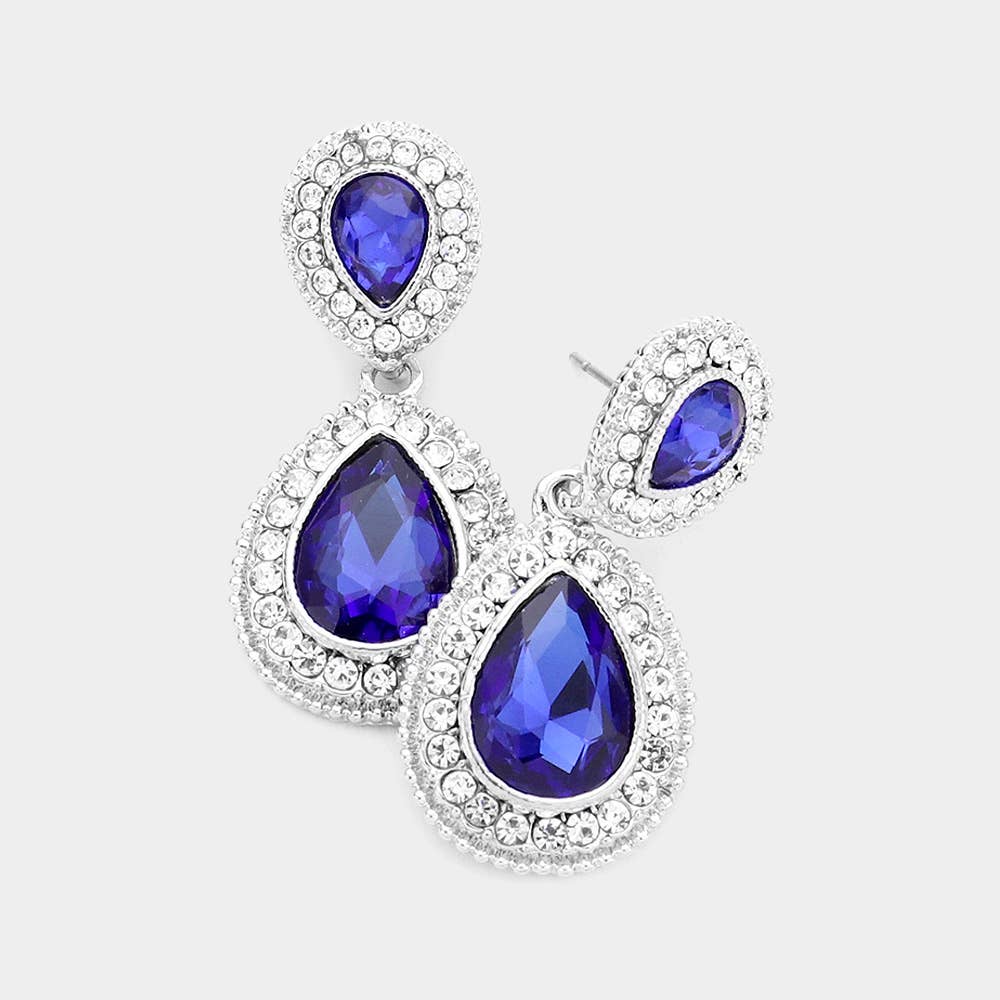 Sensibling Corp. - Wholesale Dangle Earrings - Rhinestone Trim Teardrop Evening Earrings5