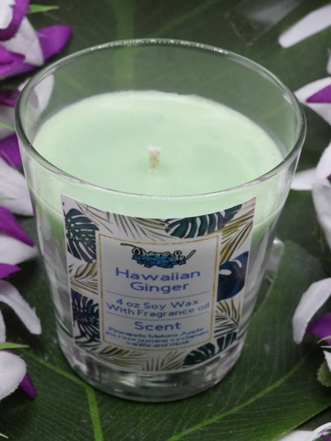 Bocal en verre à mèche de coton à mèche de soja au gingembre hawaïen pour la vente par Ohanale