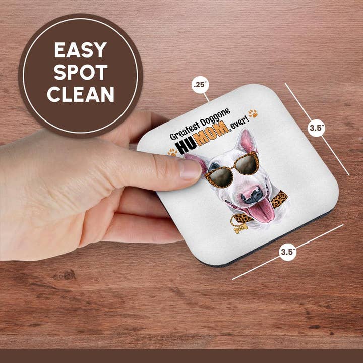 3dRose - Wholesale Coasters - 3dRose, Mothers Day Dog in Cheetah Print a Staffordshire Bull Terrier, Coaster13