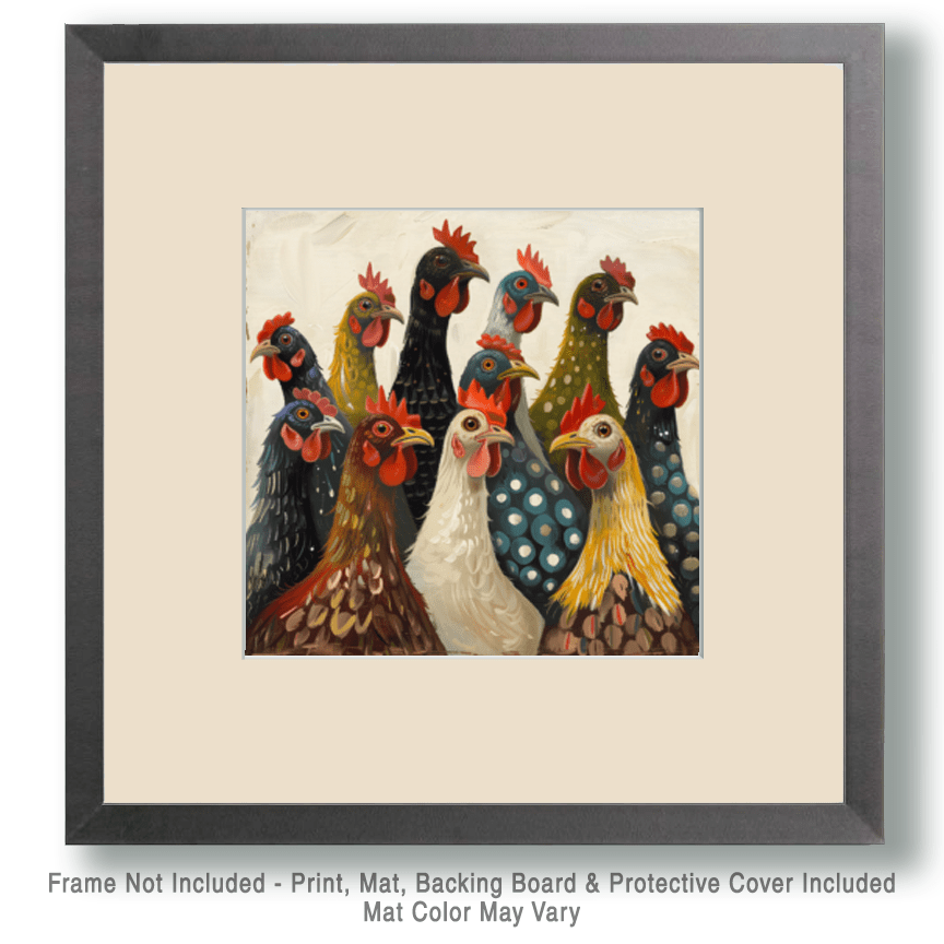 Mowbi - Wholesale Art Print - Mowbi's Chicken Farmcore Farmhouse Decor - 8"x8" Wall Art Print - Patchwork Poultry1