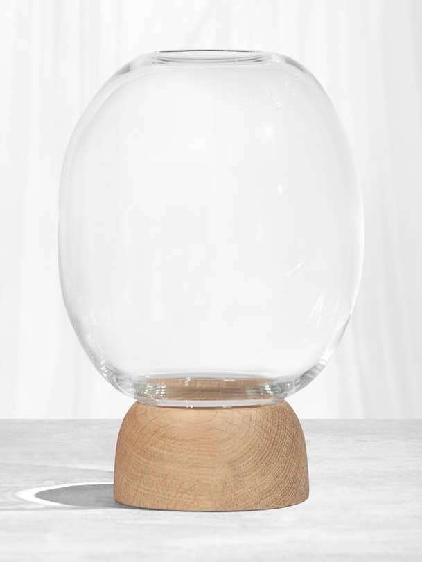 Morchella Vase Oak/Clear Glass, h. 27 cm for wholesale by ChiCura Copenhagen