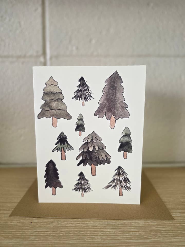 Christmas Tree Colored Greeting Card for wholesale by Covered With Art