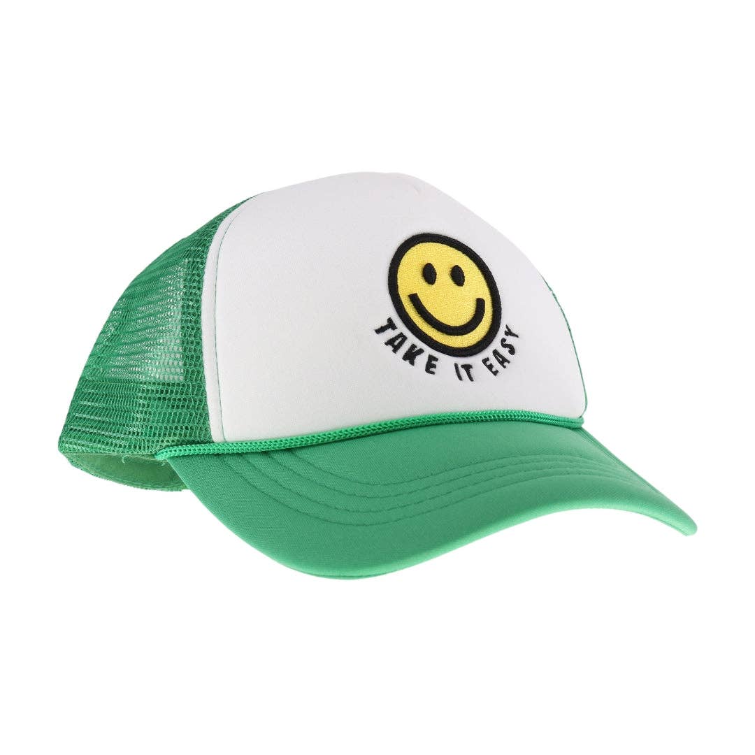 C.C Beanie - Wholesale Trucker Hat - Women's - Take it Easy Smiley Face C.C Trucker Ball Cap TCB011