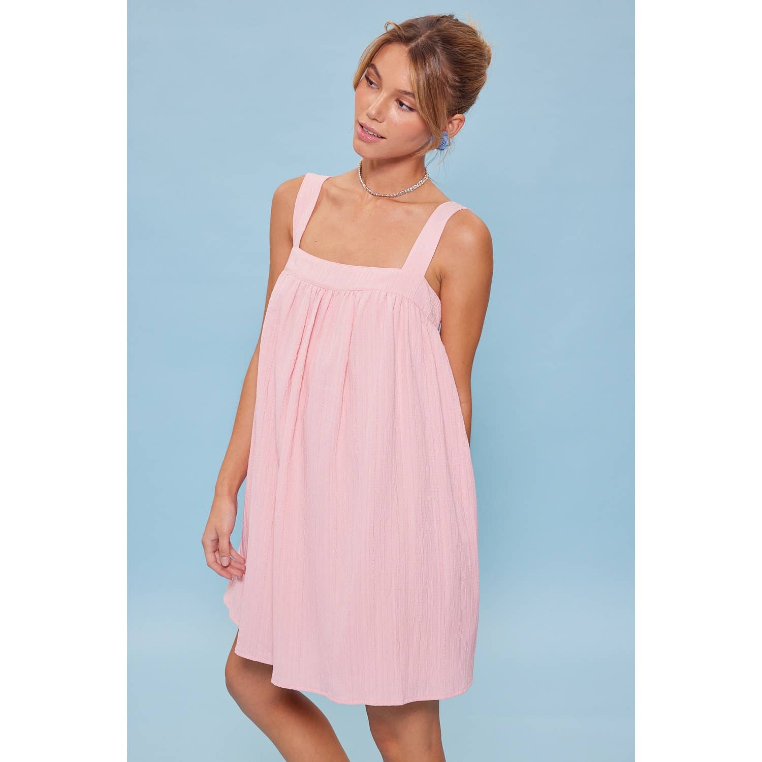 idem ditto - Vente Robe – femme - MINI-ROBE BABYDOLL FROISSÉE AVEC RUBAN AU DOS11