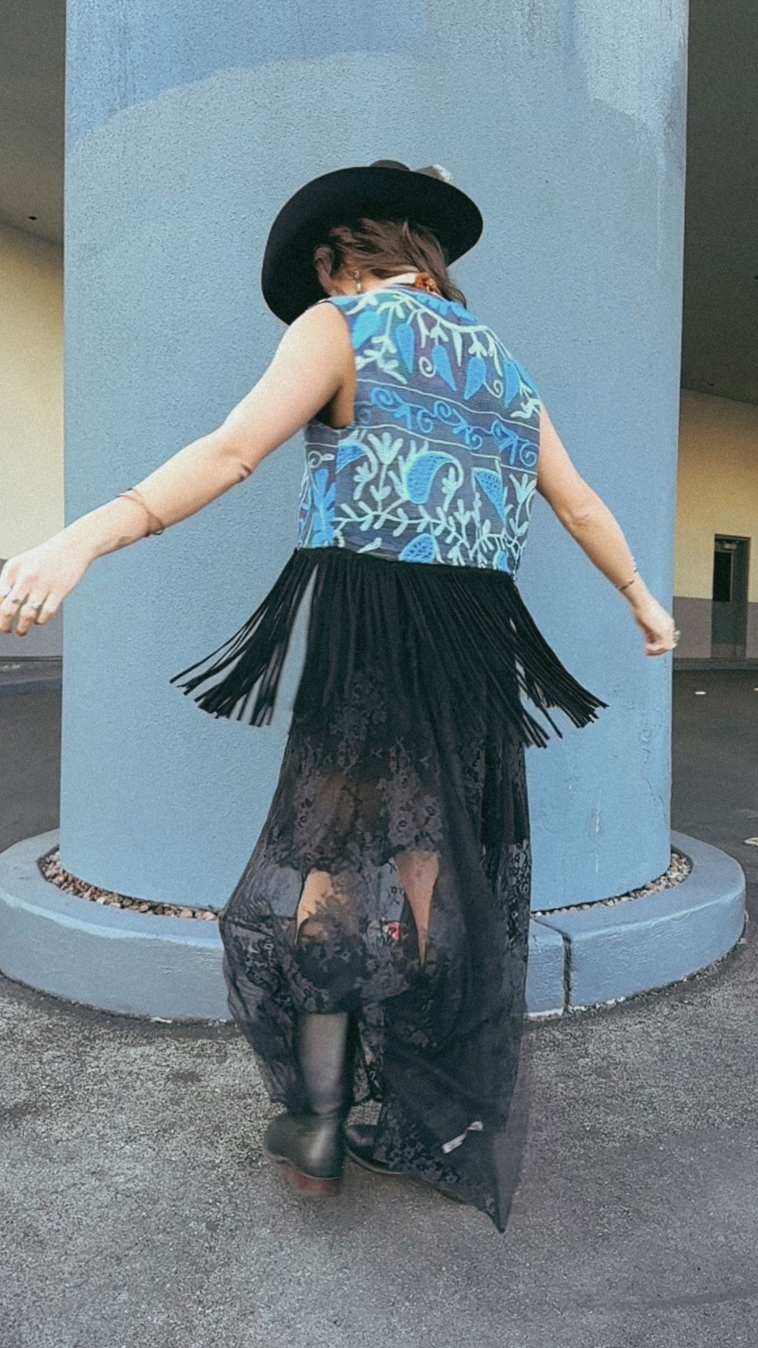 Wylder Trading Company - Wholesale Outerwear Vest - Women's - Boho Western Fringe Cowgirl Hippie Vest Leather Kantha20