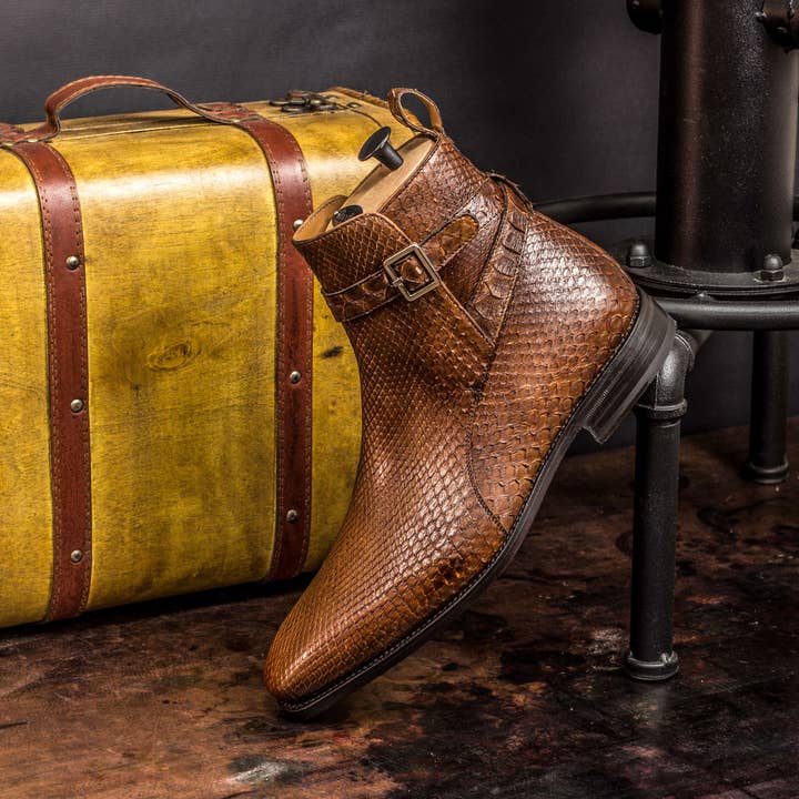 Rohan Men's Exotic Python Jodhpur Boot in Med Brown for wholesale on Faire2