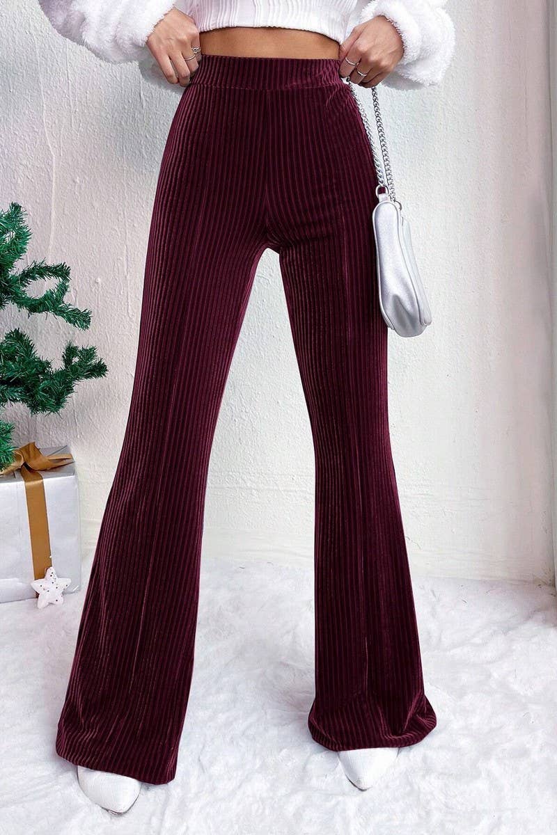 NINEXIS - Wholesale Pants - Women's - CWBLP1369_SOLID COLOR HIGH WAIST CORDUROY FLARED PANTS6