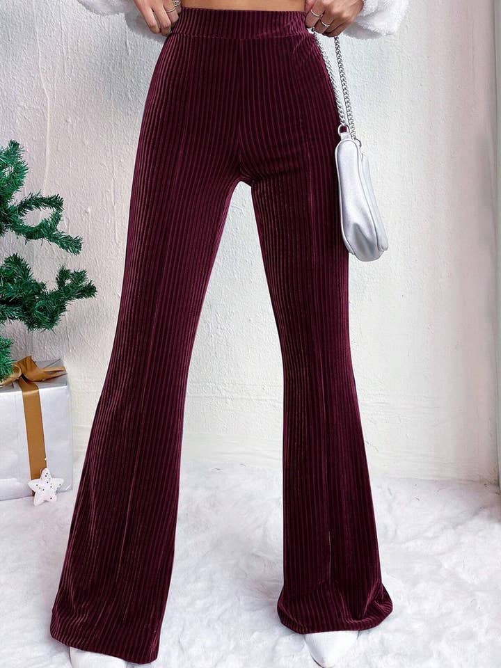 NINEXIS - Wholesale Pants - Women's - CWBLP1369_SOLID COLOR HIGH WAIST CORDUROY FLARED PANTS6