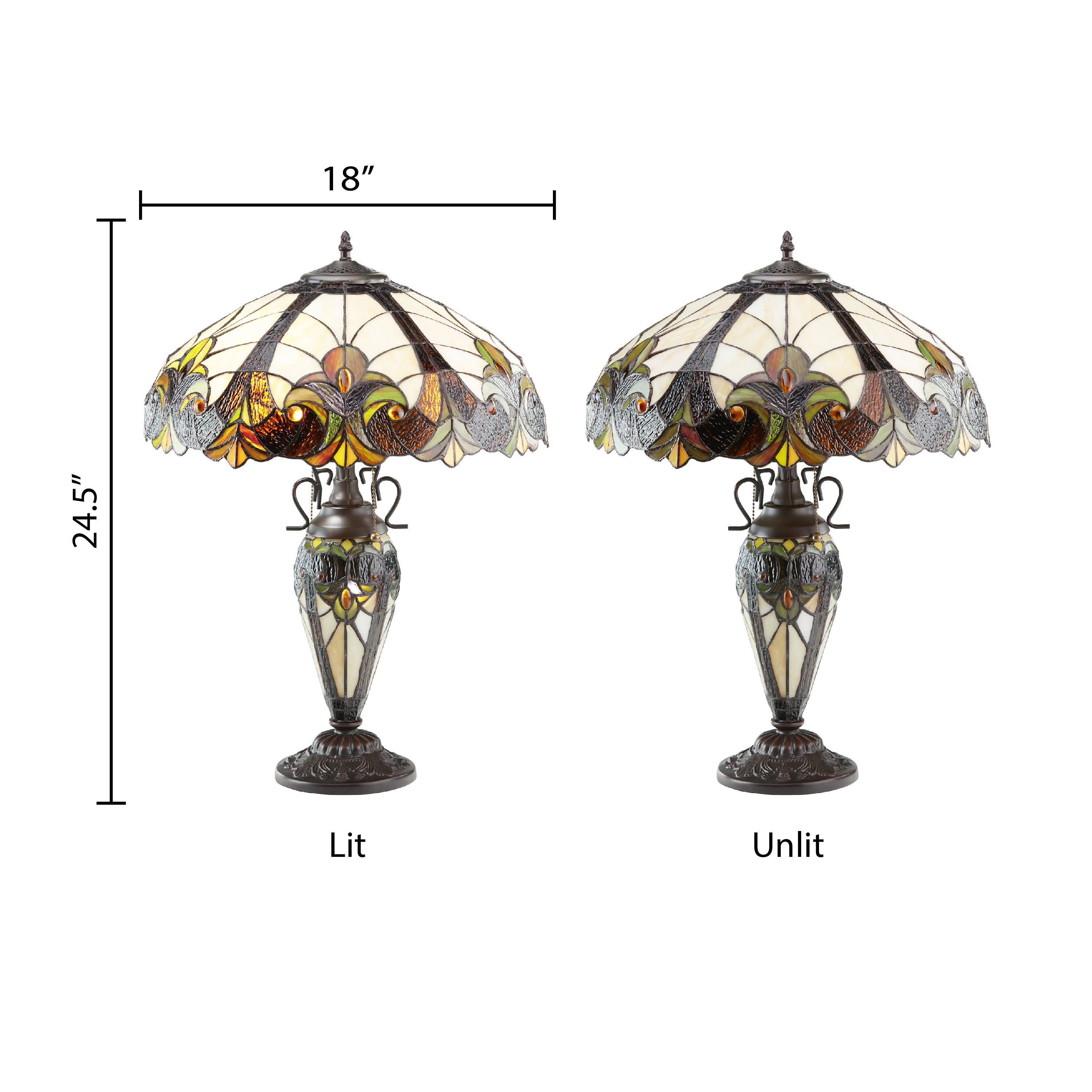 River of Goods - Wholesale Accent/Desk Lamp - 24.5"H Halston Amber Double Lit Stained Glass Table Lamp2