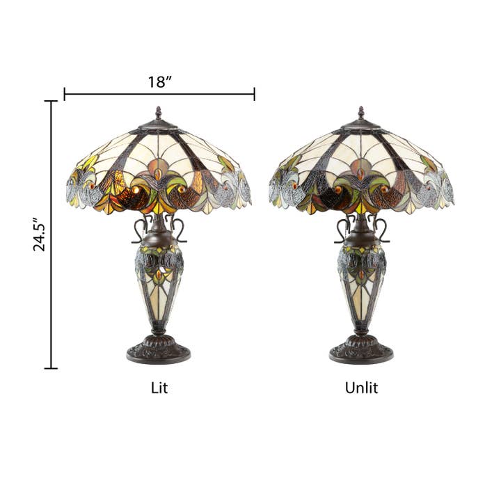 River of Goods - Wholesale Accent/Desk Lamp - 24.5"H Halston Amber Double Lit Stained Glass Table Lamp2