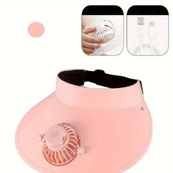 Jewelry Max - Wholesale Fascinator Hat - Women's - ( #ROOM4 ) SUN VISOR WITH BUILT-IN RECHARGEABLE FAN0