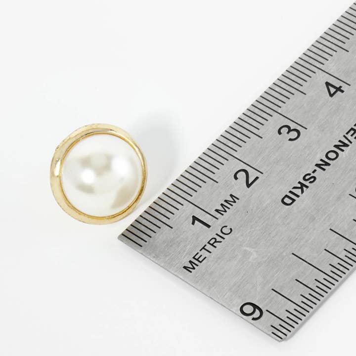 Wild Honey - Wholesale Stud/Post Earrings - 15Mm Pearl Button Stud Earrings4