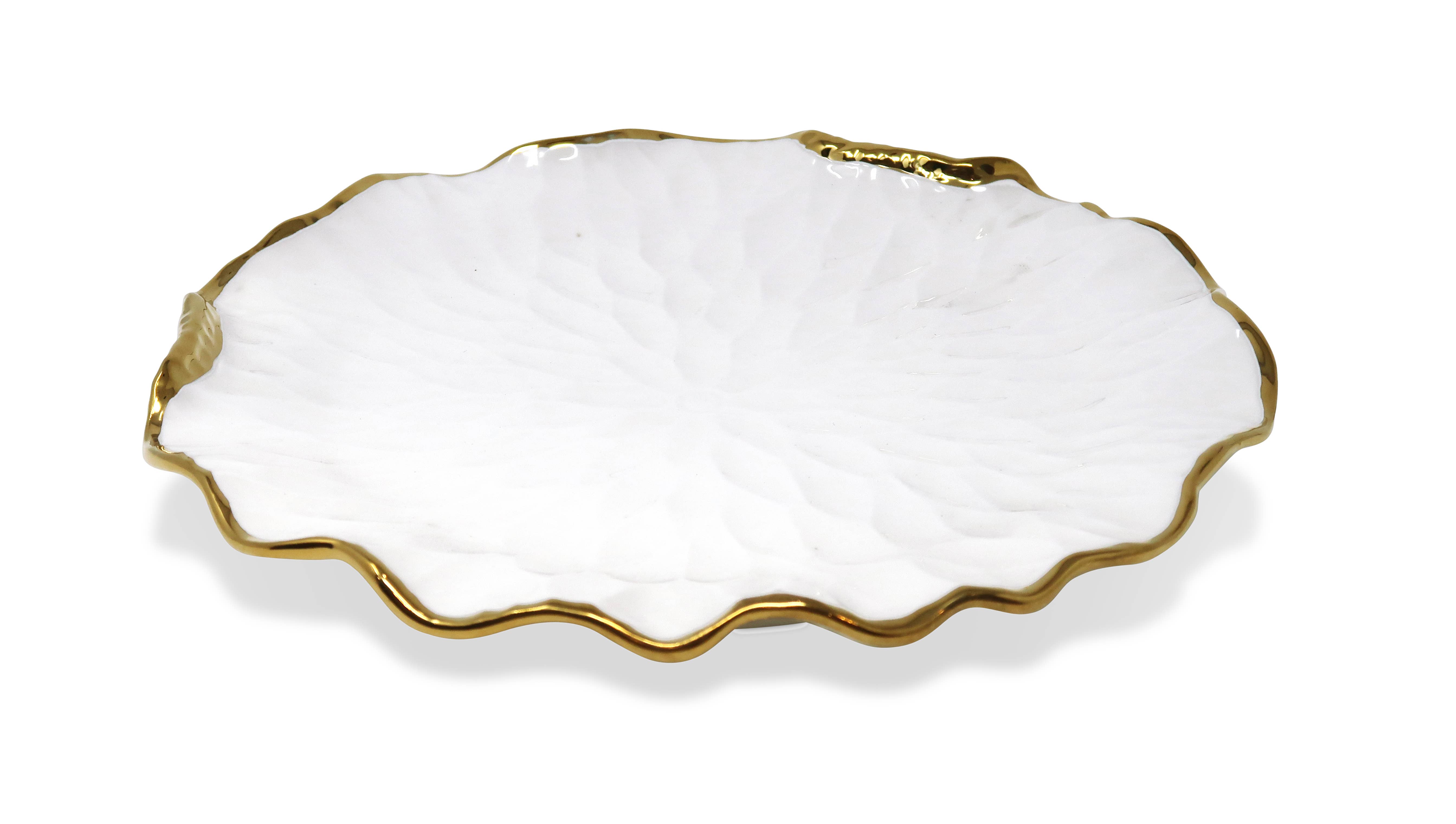 VIVIENCE - Wholesale Dinner Plate - S/4 Dinner Plates New Bone China with Gold Scalloped Edge2
