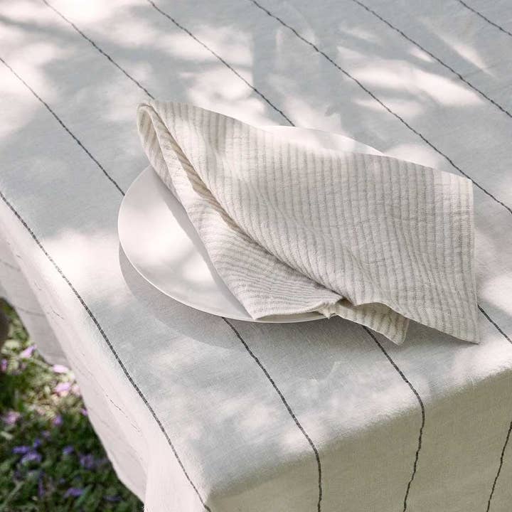 Marina Napkin Set - Off White w' Natural Stripe for wholesale by Eadie Lifestyle
