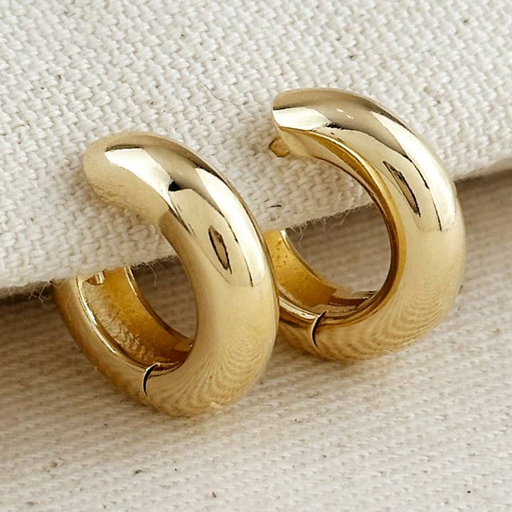 18k Guld Fyldt 18mm Polerede Chunky Clicker Hoop Øreringe for engroshandel hos GoldFi